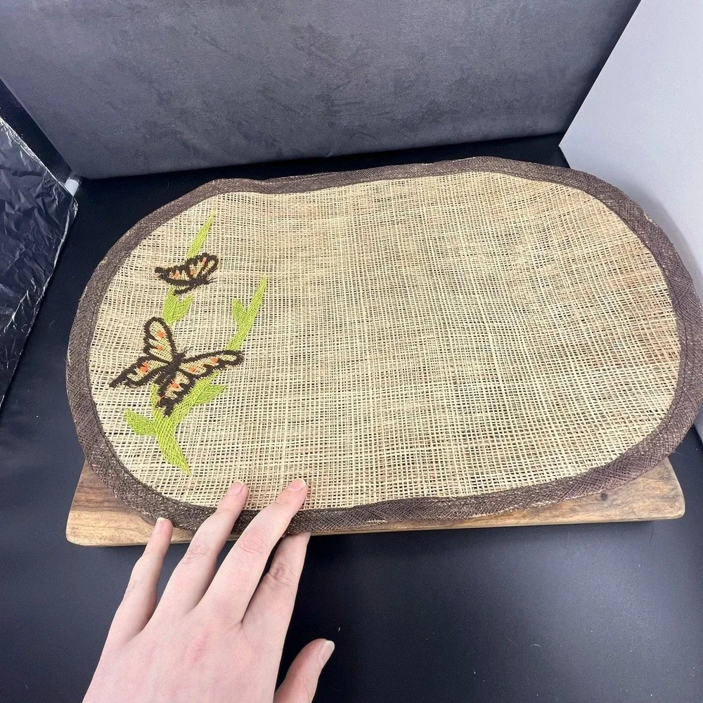 Vintage‎ Burlap Butterfly Placemats - Set of 3